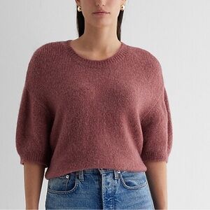 Express Crew Neck Short Puff Sleeve Sweater Sz Small NWT Ginger